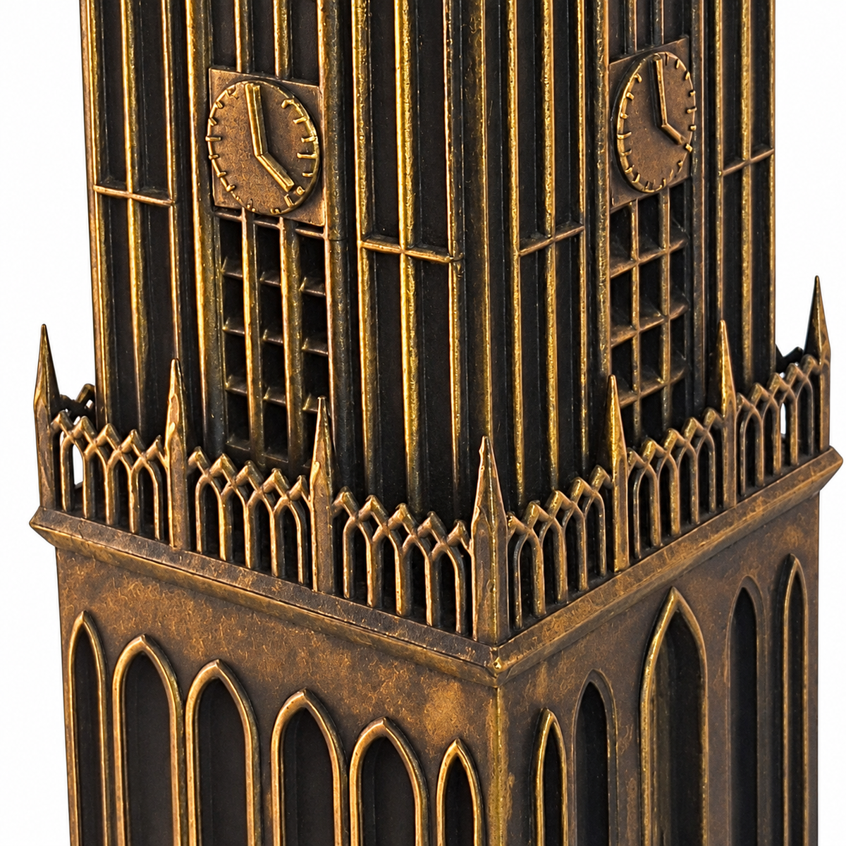 Detail van Domtoren Utrecht met voet, zwart-goud