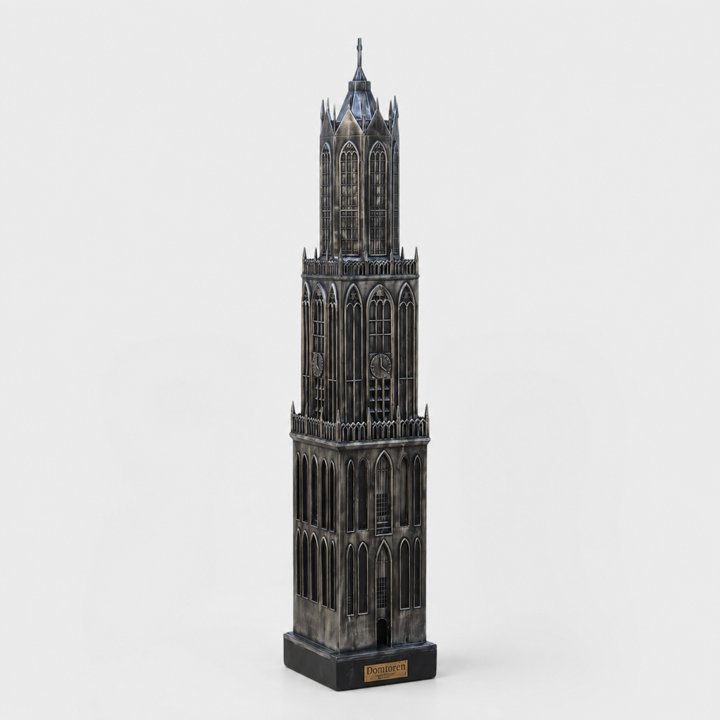 Domtoren Utrecht met voet, zwart-zilver