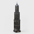 Domtoren Utrecht met voet, zwart-zilver