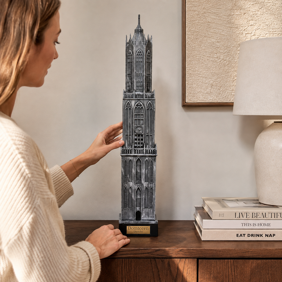 Domtoren Utrecht met voet, zwart-zilver in gebruik