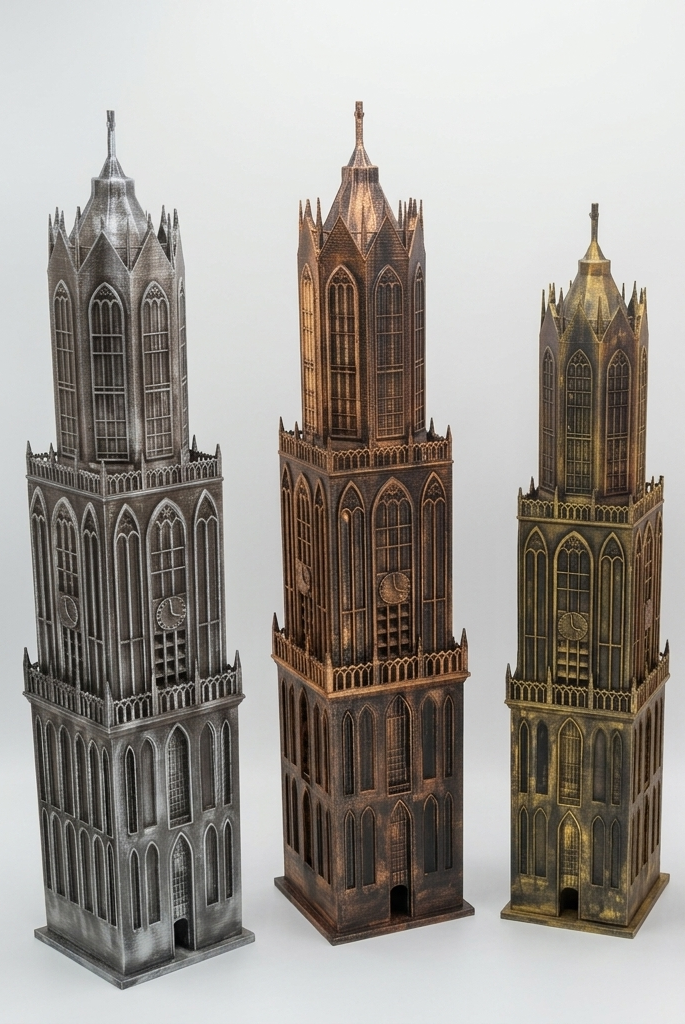 Detail van Domtoren Utrecht zonder voet, zwart-zilver