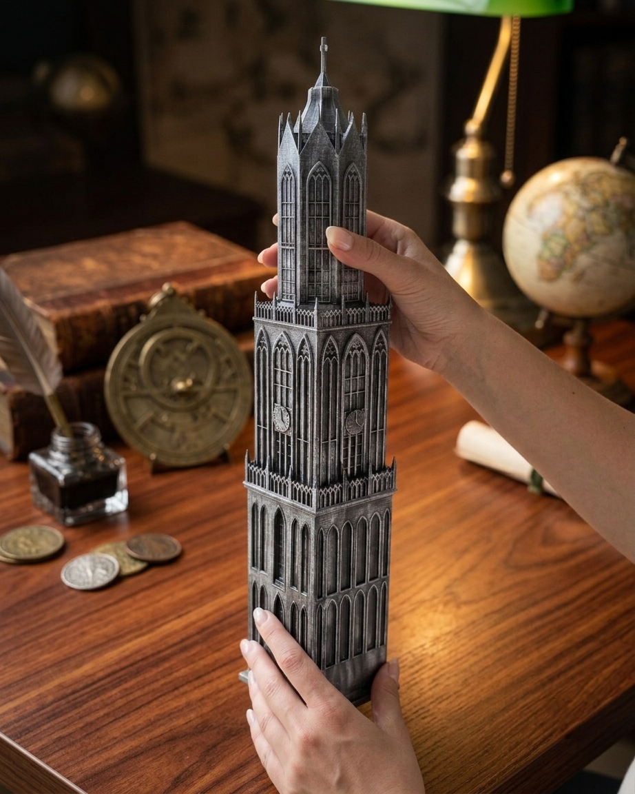 Domtoren Utrecht zonder voet, zwart-zilver in gebruik