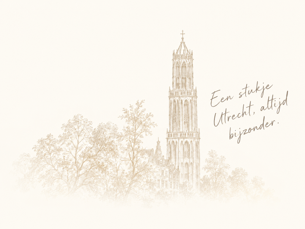 Sepia-illustratie van de Domtoren in Utrecht