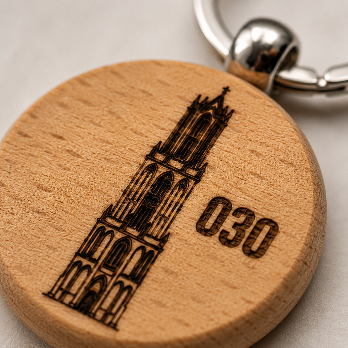 Detail van Ronde bamboe 030-sleutelhanger Utrecht