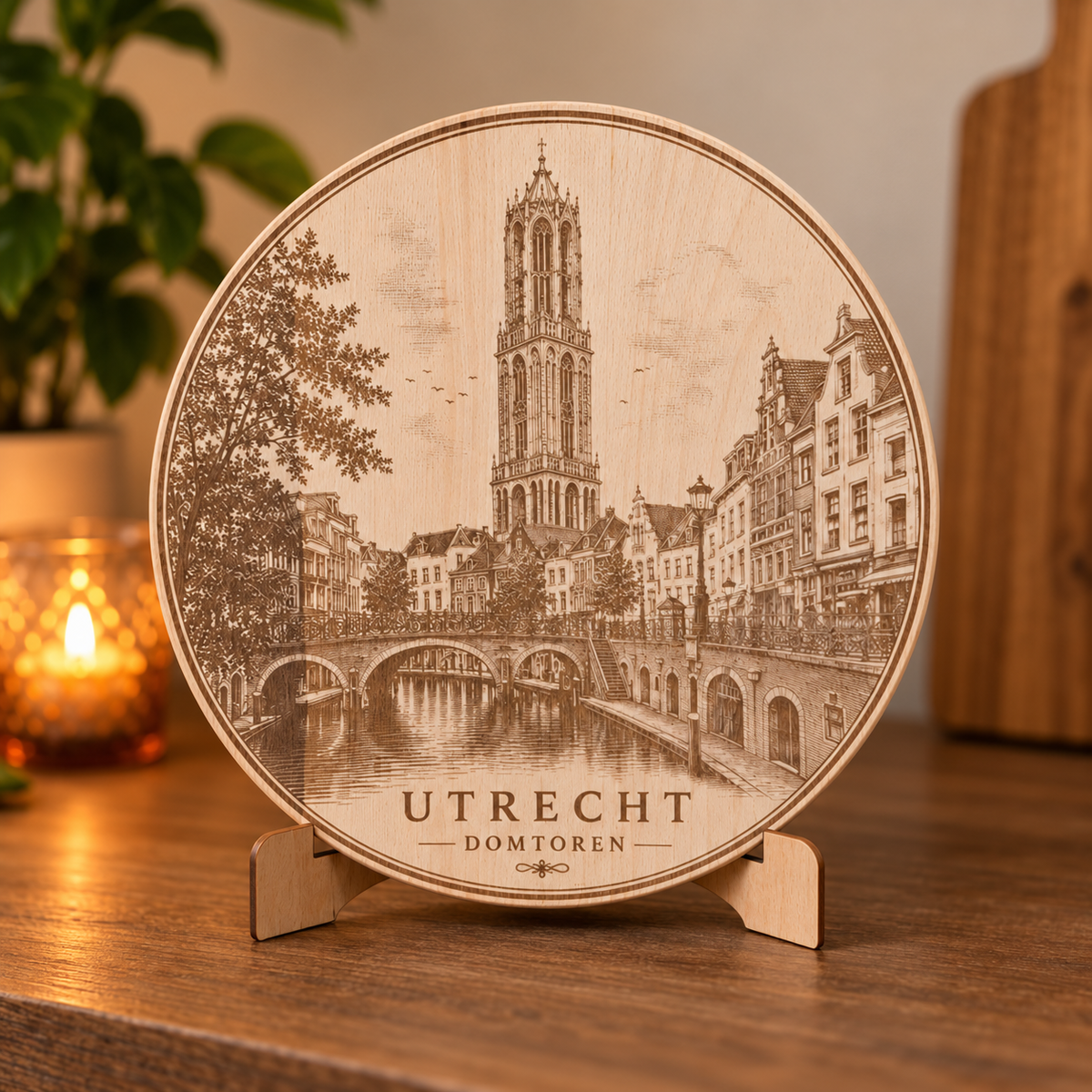 Sfeerfoto van Beuken snij- en borrelplank Utrecht, Grachtzicht