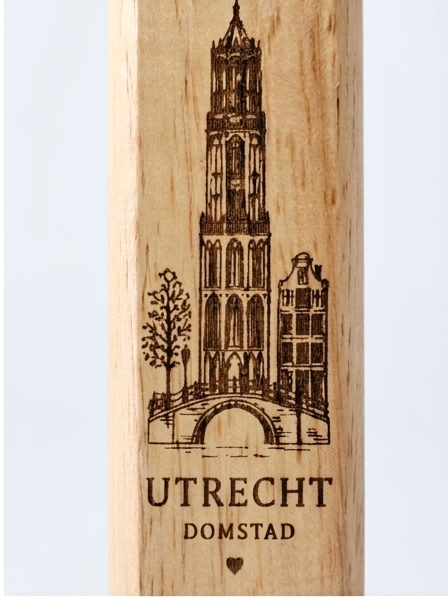 Detail van Utrecht bieropener met bamboe handvat