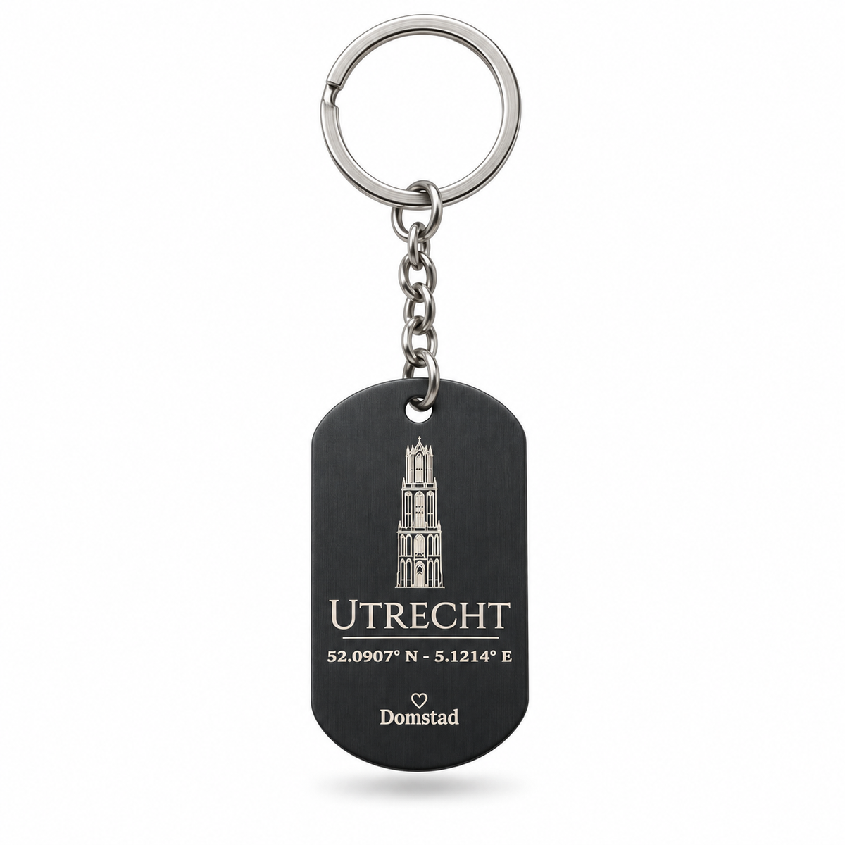 Zwarte dogtag-sleutelhanger Utrecht