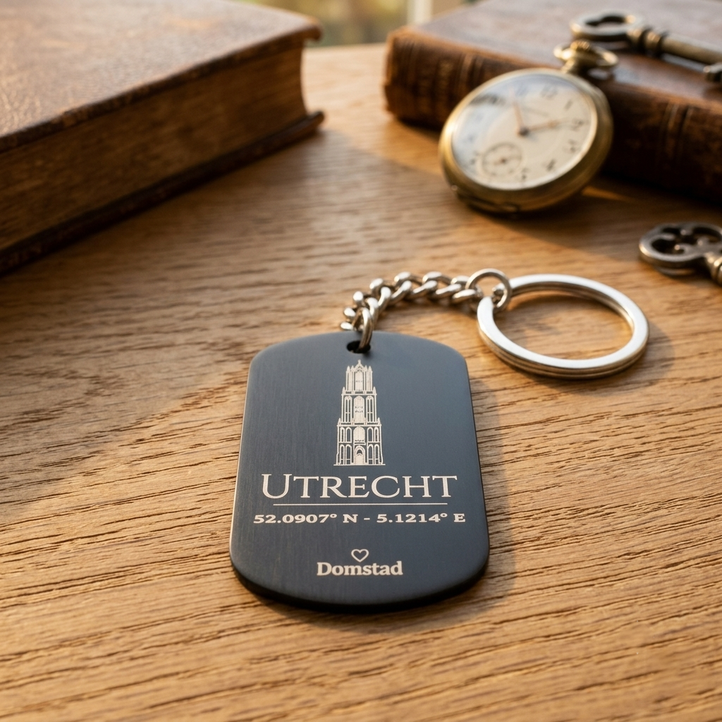 Sfeerfoto van Zwarte dogtag-sleutelhanger Utrecht