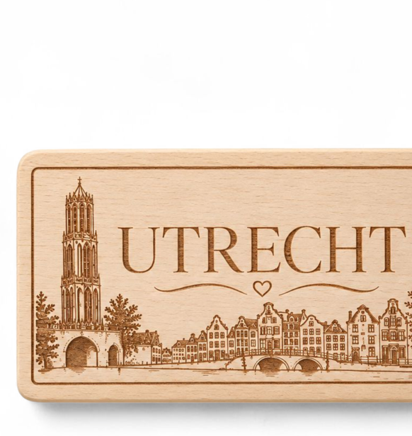Detail van Beuken snij- en borrelplank Utrecht, 33 × 14 cm