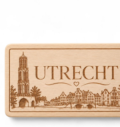 Detail van Beuken snij- en borrelplank Utrecht, 33 × 14 cm