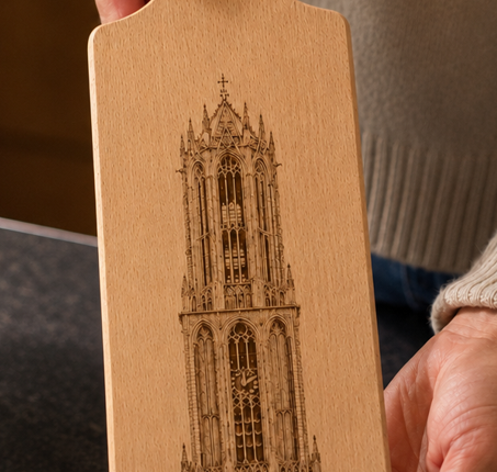 Detail van Beuken snij- en borrelplank Utrecht, 40 × 12 cm