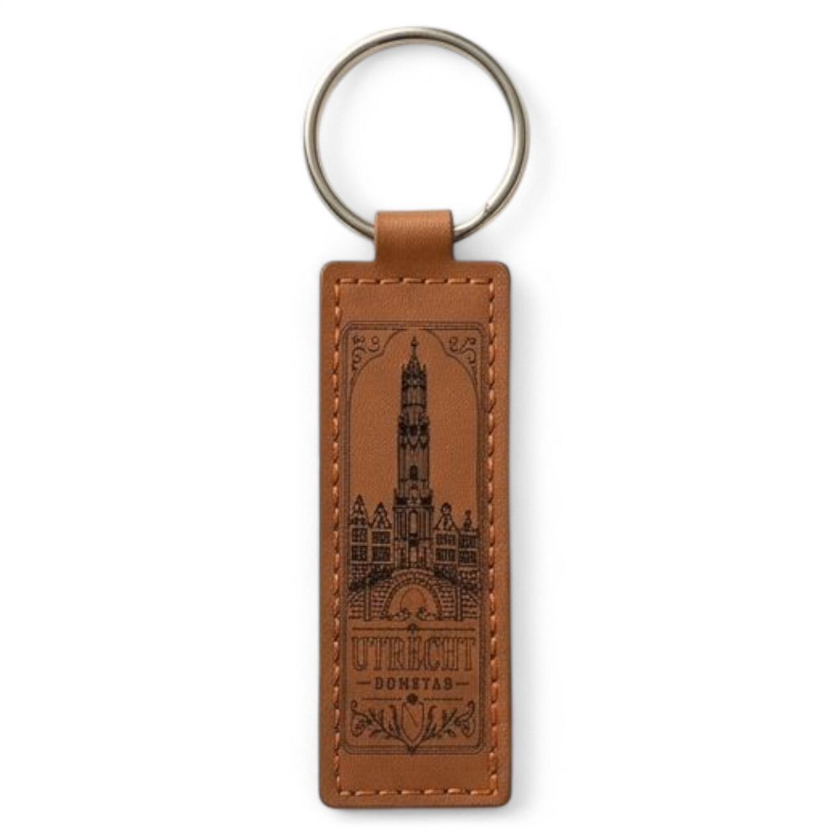 Kunstleren sleutelhanger Utrecht met Domtoren