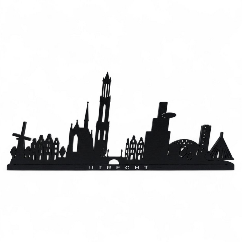 Holz-Skyline Utrecht mit Domturm in Schwarz